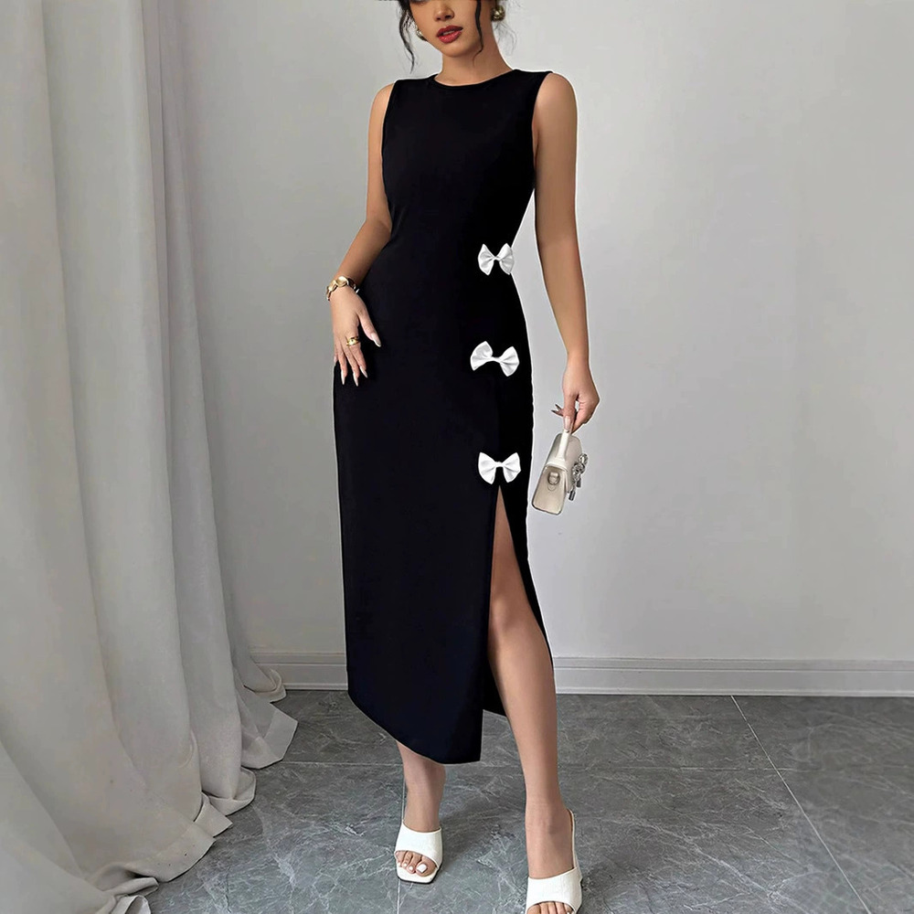 ZARA Spring Summer Elegant Slim Fit Bowknot Sleeveless Dress for Women